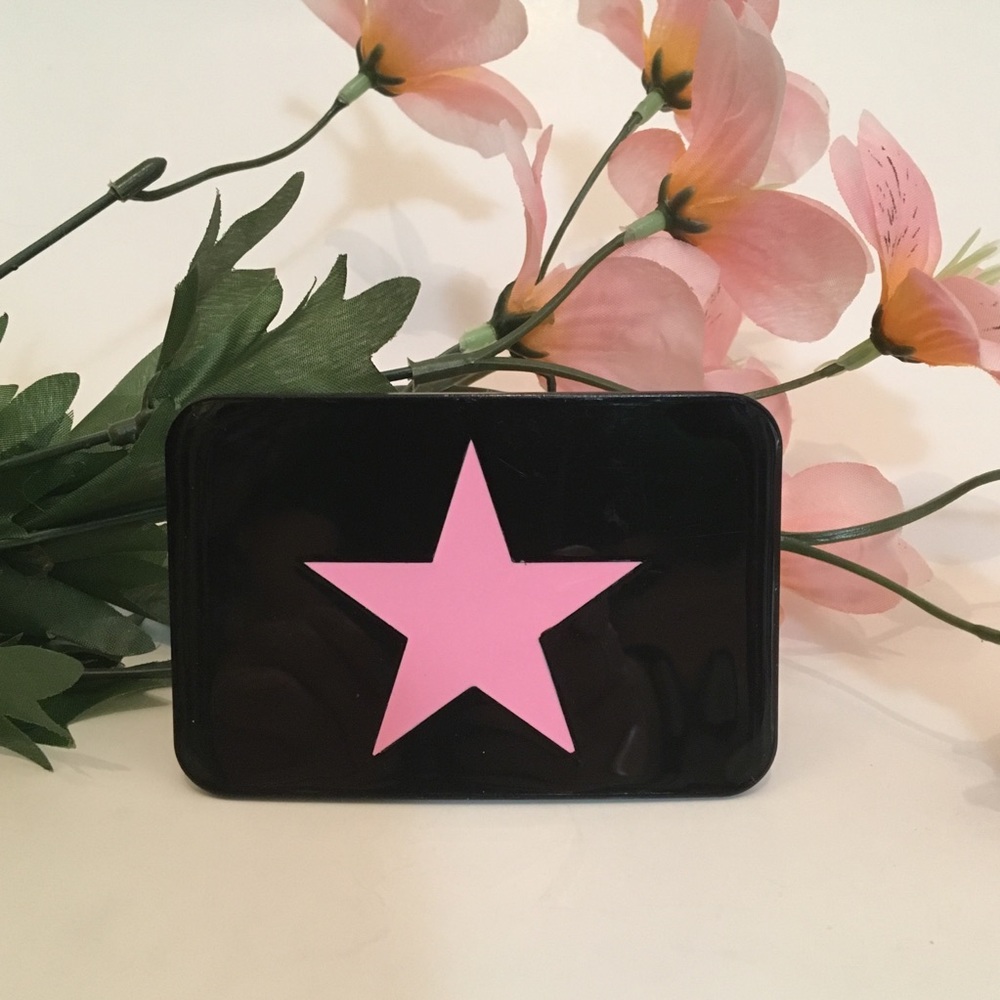 NEW Black Metal Belt Buckle with Pink Lone Star ⭐️